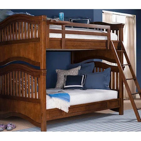 Full Over Full Bunk Bed with Guard Rail & Clock Shelf